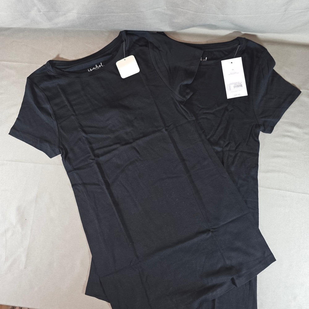 Isabel by Ingrid & Isabel Womens 2Pk Black Maternity Crew Neck Tee Shirt M NEW